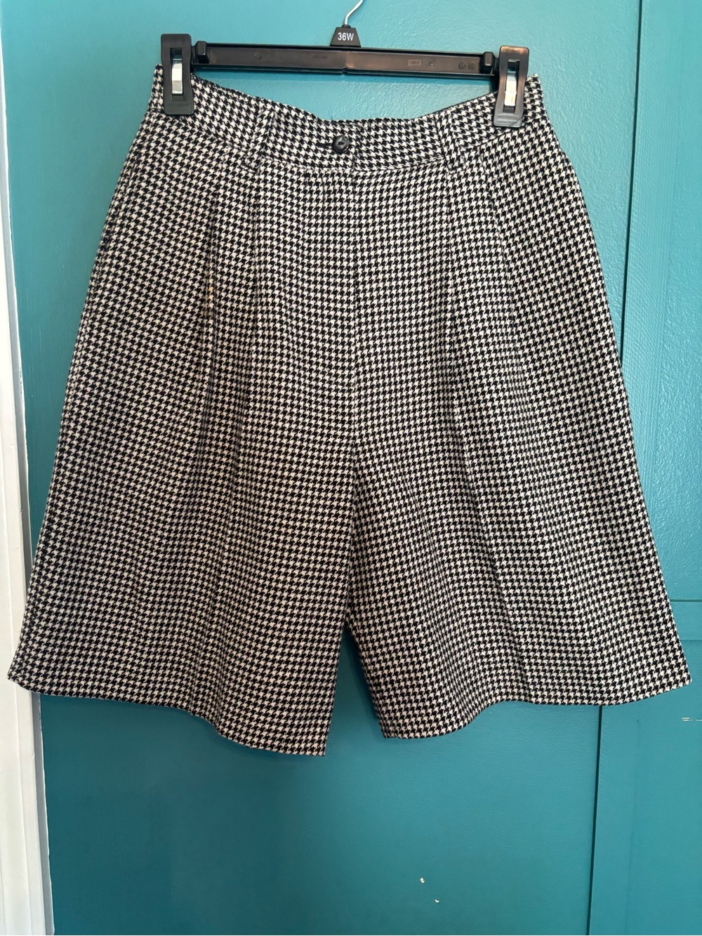 Vintage Y2K Sag Harbor Black & White Houndstooth Shorts|Lined|Wool Blend|Size 8